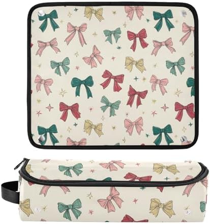 Hair Tools Travel Bag with Heat Resistant Mat 2-in-1 Hot Tools Travel Bag Organizer Flat Curling Iron Travel Case for Straightener Bows and Stars Beige - Image 3