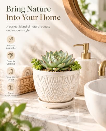 4.8 Inch Succulent Pots, Flower Pots, Ceramic Planters for Indoor Plants - Image 7