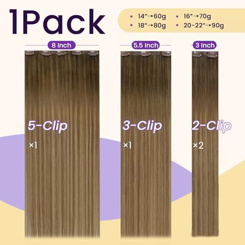 LaaVoo 20 Inch Seamless Hair Clips for Extensions Thick Full 4pcs 100g - Image 4