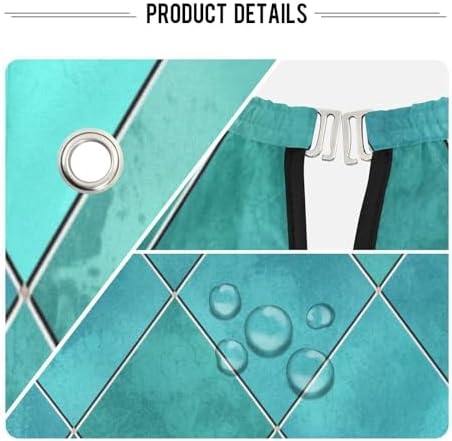 Blueangle Teal Watercolor Geometric Plaid Barber Cape Waterproof Salon Hairdresser Cape with Adjustable Snap Closure, Perfect for for Men Salon and Home Use - Image 4