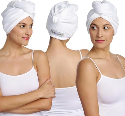 Turbie Twist 100% Cotton Hair Towel, White (3 Pack) by TurbieTwist