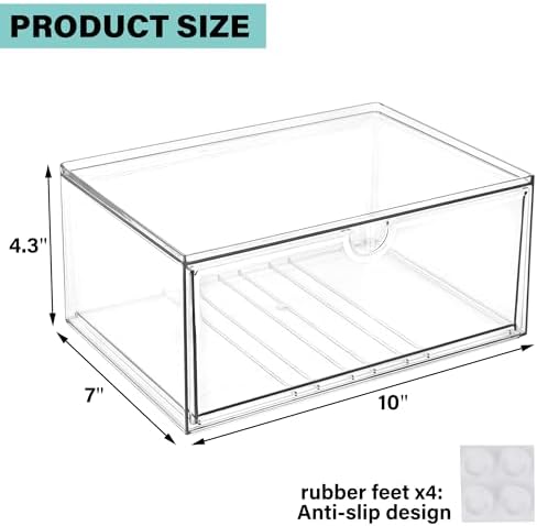 Prsildan Acrylic Makeup Organizer Stackable Clear Storage Drawers for Baby Bottles Desk Organizers for Countertop Vanity Nursery Adjustable Modular System for Cosmetics Jewelry - Image 3