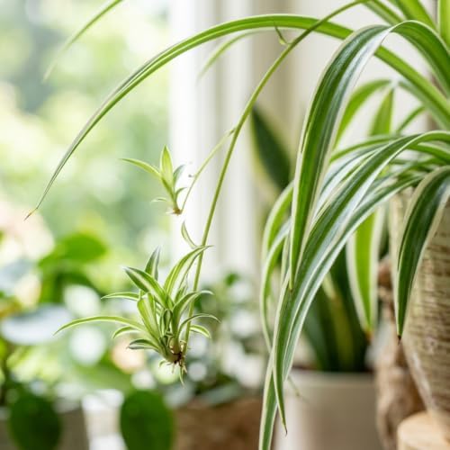 Live Spider Plant in 4 Inch Pot, Variegated Trailing Houseplant, Easy Care Indoor Plant - Image 3