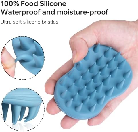 2pcs Shampoo Brush Hair Scalp Massager,100% Silicone Scalp Scrubber,Scalp Exfoliator for Stress Relax Hair Growth(Blue+Orange) - Image 3