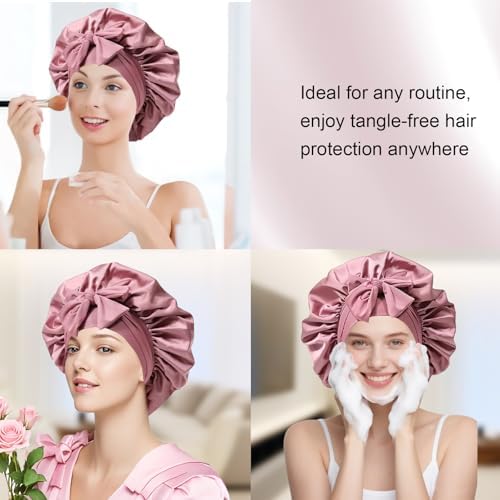 Silk Bonnet for Sleeping Women Satin Cap Reduce Frizz & Hair Breakage - Image 5