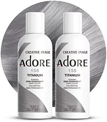 Adore Semi Permanent Hair Color, 155 Titanium, 4 Fl Oz (2 Pack) by Adore