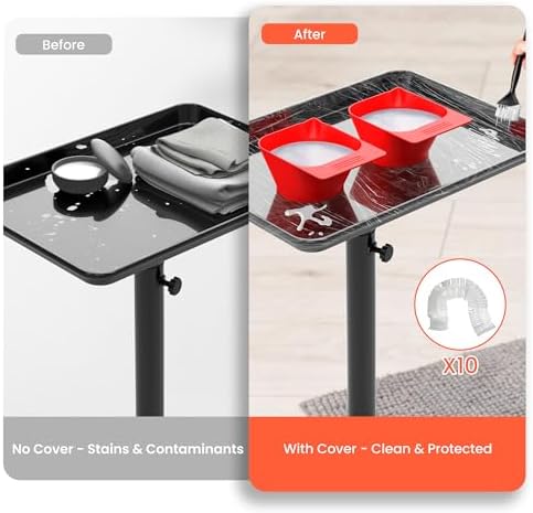 TASALON Rolling Salon Tray, Mobile Styling Station with Wheels Aluminum Rolling Tray Trolley for Salon Essentials, Adjustable Height or Hairstylist Tray with 10 PCS Disposable Salon Tray Cover - Image 4