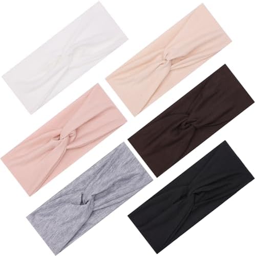 Kachanaa 6 Pack Solid Color Headbands for Women - Non - slip Soft Elastic Turbans Ideal for Running,Yoga & Sports Sweat Wicking for Girls by Kachanaa