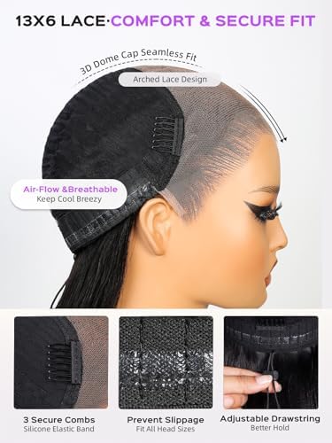 22 Inch 13x6 Lace Front Wigs Human Hair Glueless Straight - Image 2
