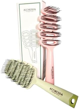 Detangling Hair Brush, Soft Bristles for All Curly Thick Fine Hair types (Green) by Unknown