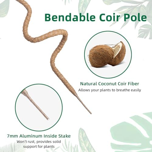Mcbazel 63 Inch Moss Pole for Plants Monstera, Monstera Plant Support Stick, Bendable Moss Poles Plant Support Stick for Climbing Plants, Stick Support Stake Kit for Potted Plants, Pothos,Philodendron - Image 2