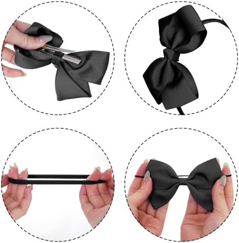 baotongle 11pcs Black School Hair Accessories Set Uniform Hair Bow Headband Clips Hair Ties Curly Bows for Little Toddler School Girls (Black) - Image 7