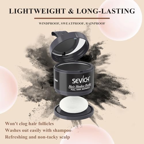 Instantly Hairline Shadow - SEVICH Hairline Powder, Quick Grey Root Concealer for Thinning Hair, Eyebrows & Beard, Windproof & Sweatproof, Light Brown - Image 4