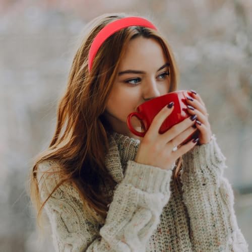 Red Headband Faux Leather Thin Hairband Halloween Head Bands for Womens & Girls Hair Solid Simple Holiday Cosplay Hair Accessories for Mothers Sisters - Image 4
