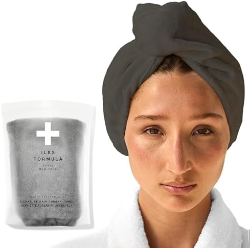 ILES FORMULA Ultra-Soft Microfiber Turban Towel for Curly Hair - Grey by IlesFormula