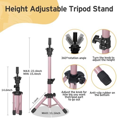 Klvied Wig Mannequin Stand with Head for Desktop,Rose Golden - Image 6