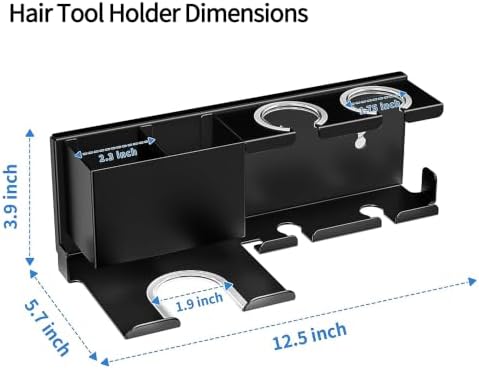 Hair Dryer Holder Wall Mount, Hair Tool Organizer with 3 Cord Organizers - Image 2