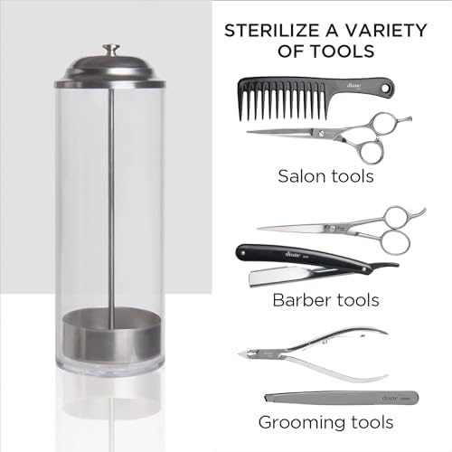 Diane Shatterproof Acrylic Disinfectant Jar for Sterilizing Hair Salon Shears, Combs, Barber Cleaning Supplies, Clippers, and Nail Tools – Large - 11” Tall x 4” Wide – 40 Fl Oz Capacity - Image 3