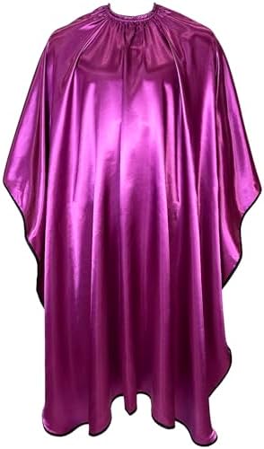Pelocapa Salon Styling Capes for Clients, Hair Dye Cutting Capes with Elastic Hooks, Waterproof Light Weight Satin Sheen Styling Cape Barber Gown for Stylist, 63”*56”(Purple) - Image 6