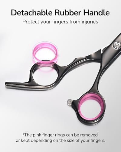 Hair Cutting Scissors, ULG Professional Hair Scissors 6.5 inch Right-Hand Razor Edge Barber Shears Salon Hair Cutting Shears Made of Japanese Stainless Steel, Hand Sharpened Black-Pink - Image 4