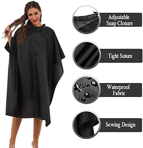 Black Barber Cape - Professional Nylon Waterproof Salon Cape, 59" x 47", 10 Pack - Image 3