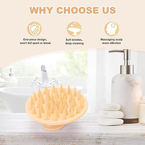 Meartchy Silicone Scalp Massager Shampoo Brush, Scalp Scrubber for Hair Growth (Salmon Pink) - Image 6