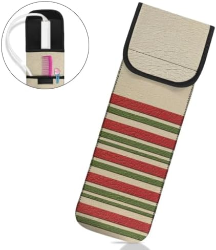 Flashideas Christmas Stripes Curling Iron Holder Heat Resistant Neoprene Curling Iron Cover Bag with Pocket Curling Iron Organizers and Storage for Hair Straightener, Curling Iron, Flat Iron - Image 2