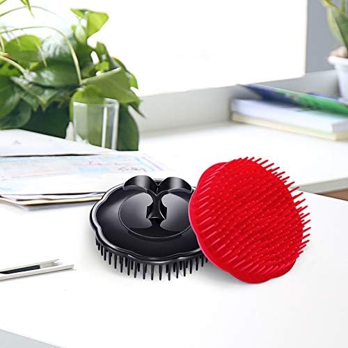 Hair Scalp Brush Dandruff Cleaning Brush Shower Scalp Shampoo Brush Scalp Massager Pack of 4 (Black and red) - Image 4
