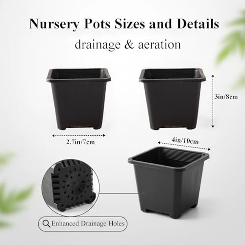 25 Packs Square Nursery Pots for Plants 4 Inch Seedling Pots with Holes - Image 2