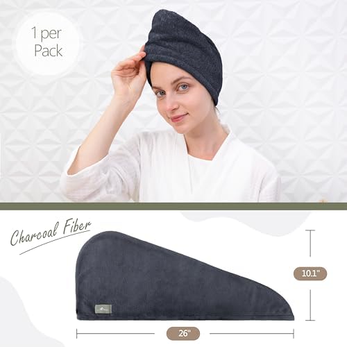 myHomeBody Hair Towel Wrap, Quick Drying Turban, Absorbent Cap – Blue - Image 3