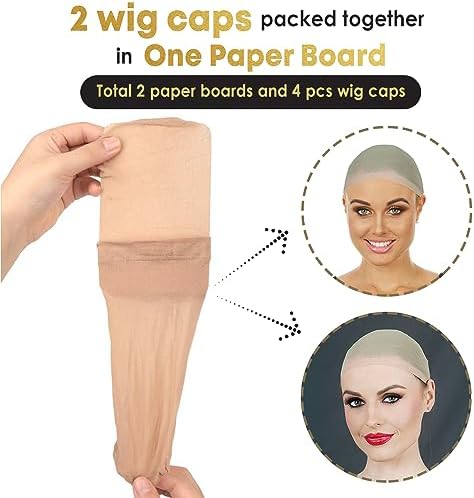 ALLAURA 4 pieces (Nude) Stocking Wig Caps Stretchy Nylon Wig Caps for Women - Liner Weaving Caps for Women, Men, Stocking Wig Cap for Halloween Cosplay - Image 3