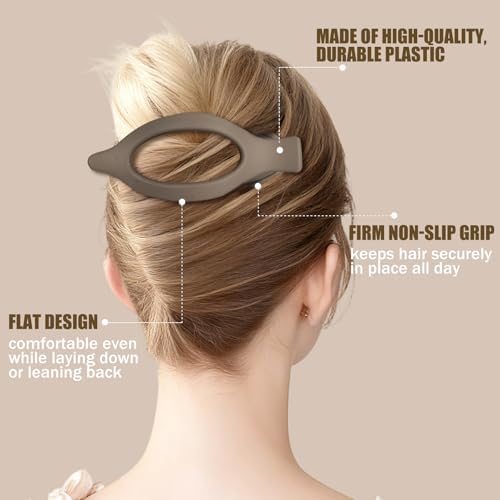 Flat Hair Clips for Women - 6 PCS French Flat Claw Clips Medium Hair Clips for Girls Large Hair Claw Clips for Thick or Thin Hair Strong Hold No Slip Hair Accessories for women (Regular) - Image 4