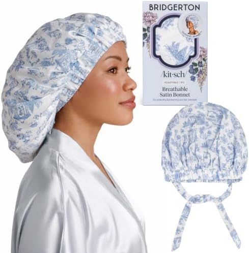 Kitsch x Bridgerton Satin Bonnet for Sleeping - Garden Toile by Kitsch