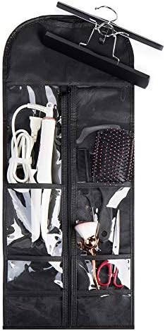 Hairro Portable Hair Extensions Carrier with Front Pockets Non-Woven Dust-Proof Storage Case for Human Hair Extensions, 26 Inch Natural Black - Image 2