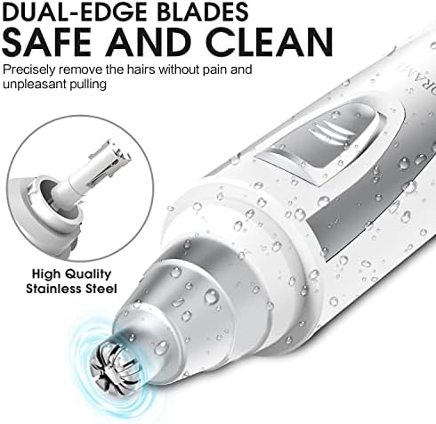 Ear and Nose Hair Trimmer Clipper - 2026 Professional Painless Eyebrow & Facial Hair Trimmer for Men Women,Battery-Operated Trimmer with IPX7 Waterproof,Dual Edge Blades for Easy Cleansing White - Image 3