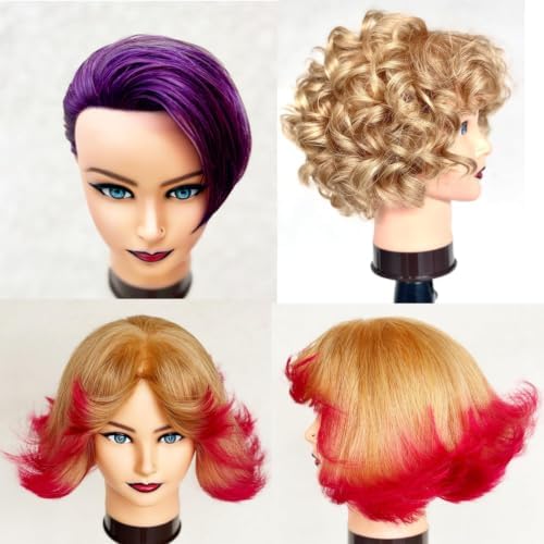 20-22" Female 100% Human Hair Mannequin Head for Hairdresser - Image 6