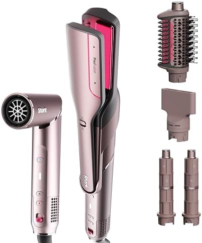 Shark FlexFusion Ceramic Air Styler, Straightener+Curler, Blush, HD641S by Shark