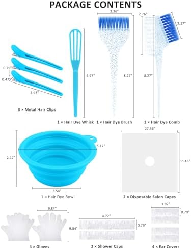 YOOVR 19pcs Hair Bleach Dye Kit with Hair Dye Brush, Bowl & Whisk (Blue) - Image 2