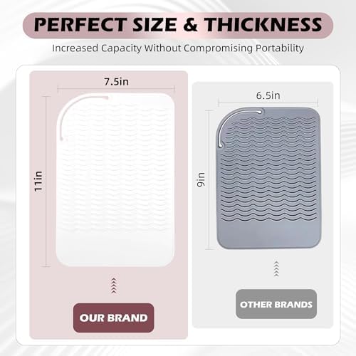 Silicone Heat Resistant Mat for Hair Tools, 11" x 7.5", White - Image 4