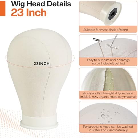 23In Wig Stand Wig Head with Tripod, Wig Head Stand Mannequin Head(White) - Image 4
