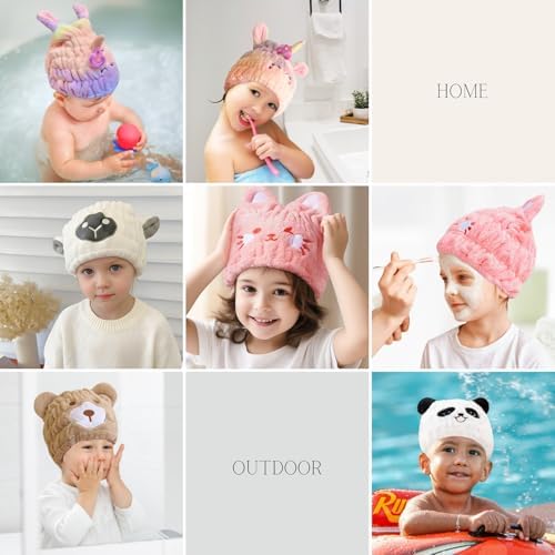 Microfiber Hair Towel Wrap for Kids, Panda Toddler Quick Drying Cap - Image 7