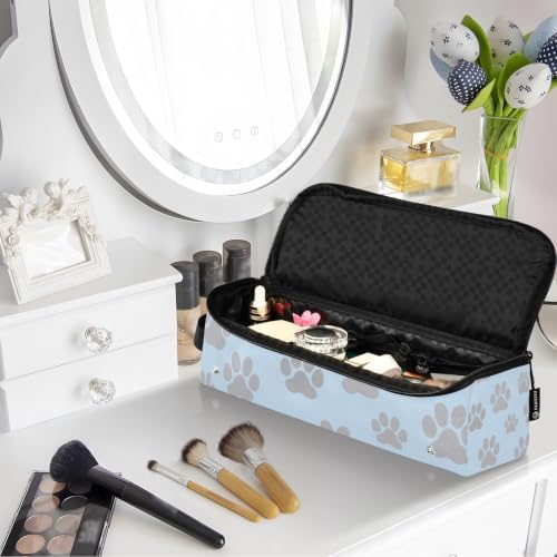 Hair Tools Travel Bag with Heat Resistant Mat 2-in-1 Hot Tools Travel Bag Organizer Flat Curling Iron Travel Case for Straightener Paw Print Blue - Image 7