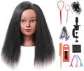 Mannequin Head with 100% Real Hair, 14" Cosmetology Mannequin Manikin Training Practice Doll Head for Hairdresser Braiding Hair Styling Hairdressing and Clamp Holder- Black by Armmu