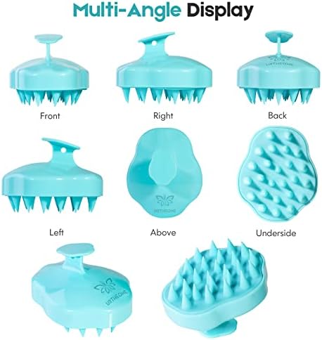 URTHEONE Hair Scalp Massager Shampoo Brush,Soft Silicone Hair Scrub Brush for Wet Dry Hair, Relax Scalp, Reduce Dandruff,Promote Hair Growth,Scalp Scrubber Hair Care Tools for Shower (Blue) - Image 3
