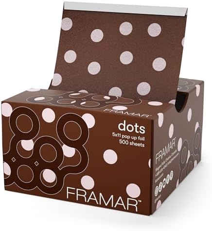 FRAMAR Chocolate Polka Dots Hair Foils For Highlighting, Pop Up Hair Foil by FRAMAR