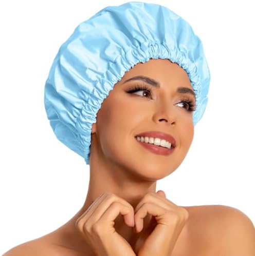 Edoneery Shower Caps for Women Reusable Waterproof, Shower Hair Cap by Edoneery