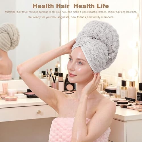 Super Soft Microfiber Hair Towels 3-Pack Lage Size (24x42 inch) for Women - Image 2