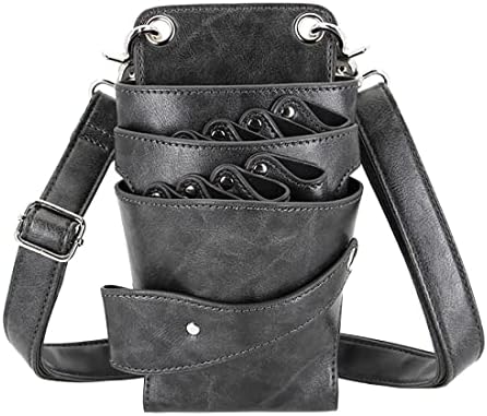 Scissors Bag- Soft Leather Salon Barber Hairdressing Scissor Shears Holster Hair Stylist Tools Bag with Waist Shoulder Belt by aolaso