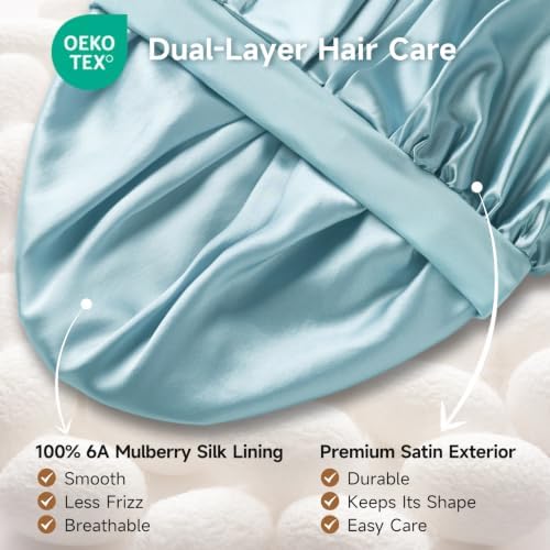Umisleep 22 Momme Silk Lined Bonnet for Sleeping Women, Double Layer, Soft - Image 2
