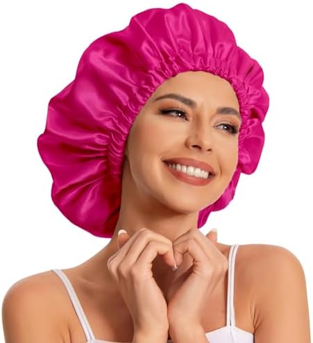 Edoneery Satin Bonnet for Sleeping Women, Double Layer Curly Hair Cap by Edoneery